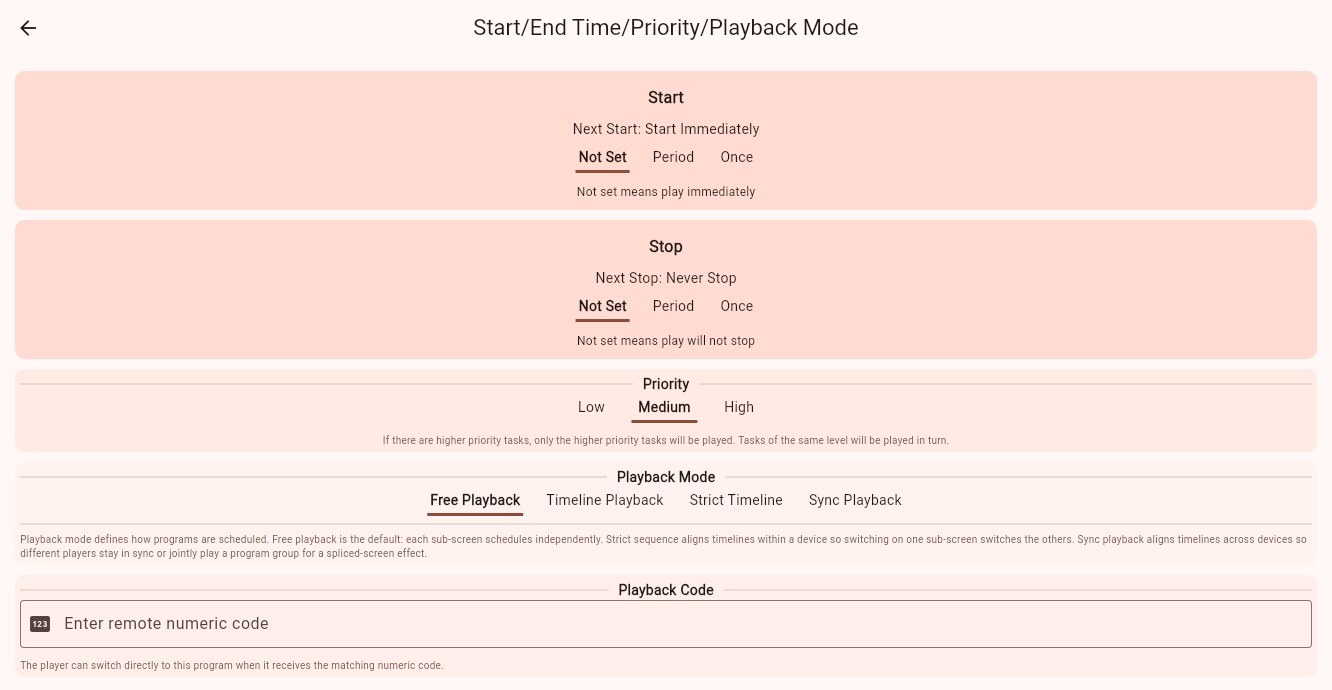 Default schedule settings