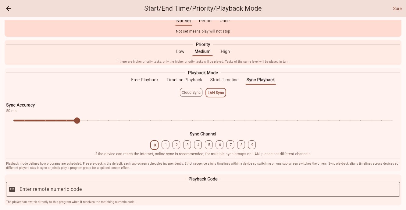 Sync playback settings